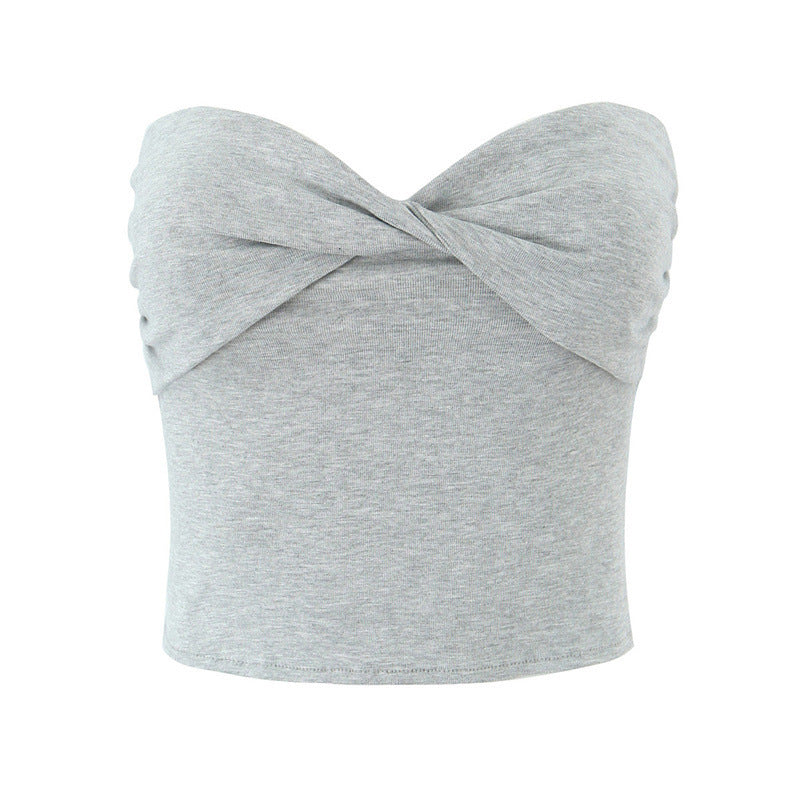 European And American Style Women's Fashion Sexy Casual Twist Tube Top Beautiful Back Tank-top Bell-bottom Pants