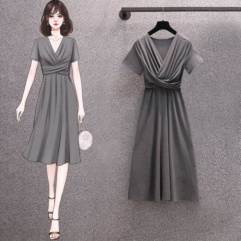 Fashionable Elegant Slim-fit Pleated Ladies Dress