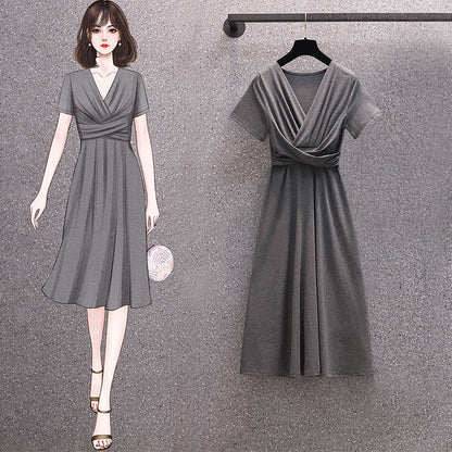 Fashionable Elegant Slim-fit Pleated Ladies Dress
