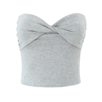 European And American Style Women's Fashion Sexy Casual Twist Tube Top Beautiful Back Tank-top Bell-bottom Pants