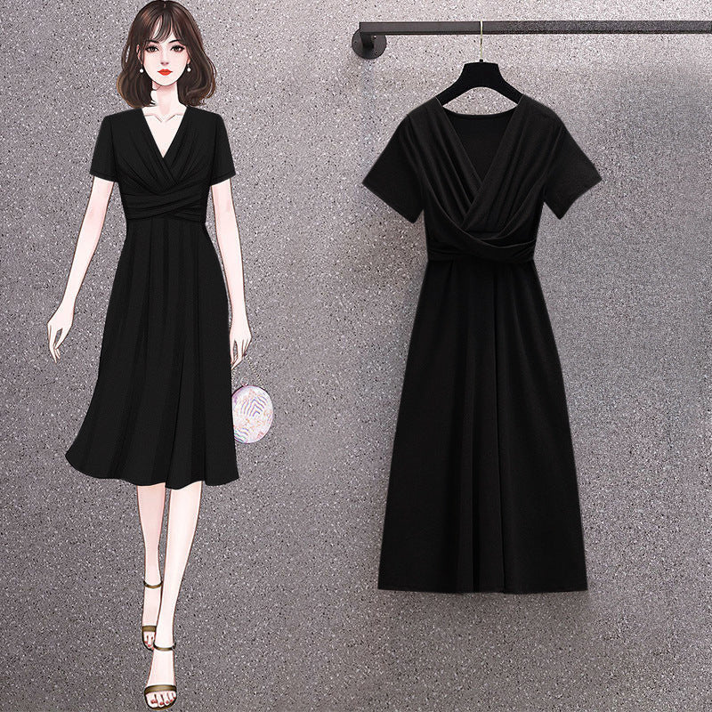 Fashionable Elegant Slim-fit Pleated Ladies Dress